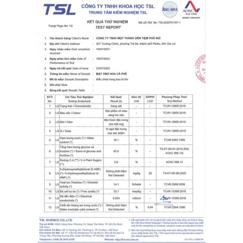 Mật Ong Hoa Cà Phê Gia Lai Nguyên Chất - Chai 1000ML 8 mat ong hoa ca phe 1