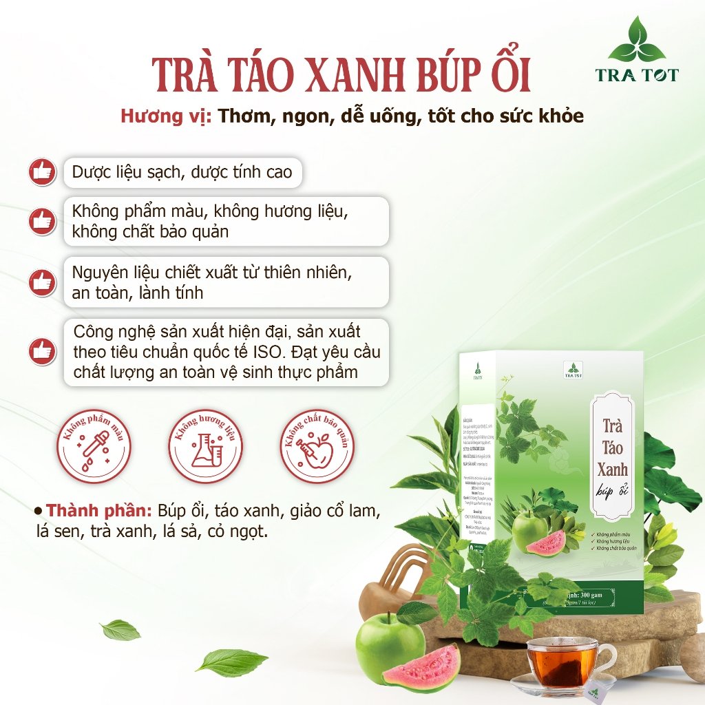 Trà Táo Xanh Búp Ổi 7 Vị - Giảm Cân, Tiêu Mỡ, Detox, Sáng Da 5 Trà Táo Xanh Búp Ổi 7 Vị - Giảm Cân, Tiêu Mỡ, Detox, Sáng Da - Ảnh 5