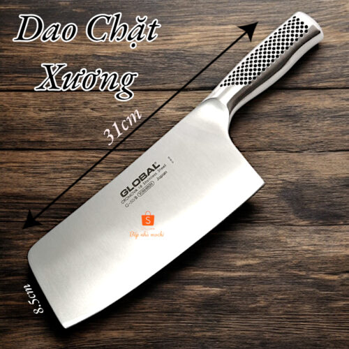 Dao nhà bếp chặt xương cao cấp GLOBAL Nhật Bản bằng thép trắng đúc 3 lóp chống gỉ-450GR