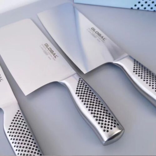 Dao Chặt Xương Japan (Nhật Bản) Thép Trắng Không Rỉ Cao Cấp 6 Dao nhà bếp chặt xương cao cấp GLOBAL Nhật Bản bằng thép trắng đúc 3 lóp chống gỉ-450GR