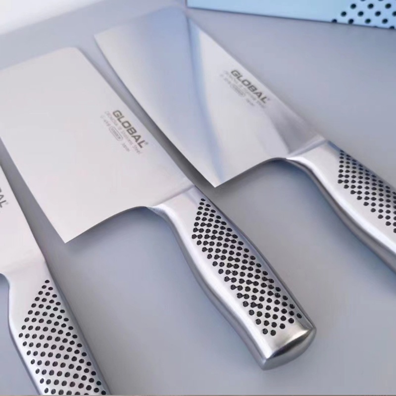 Dao Chặt Xương Japan (Nhật Bản) Thép Trắng Không Rỉ Cao Cấp 3 Dao nhà bếp chặt xương cao cấp GLOBAL Nhật Bản bằng thép trắng đúc 3 lóp chống gỉ-450GR